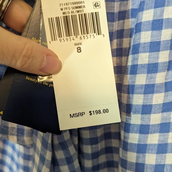 NWT Polo Ralph Lauren 100% Linen Blue Gingham Check Tiered Midi Feminine Skirt 8 - Picture 5 of 10